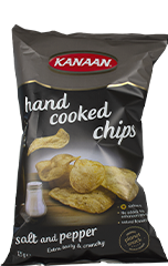 Handcooked chips salt and pepper zwart 125gr
