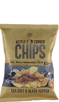 Kettle Cooked Chips Seasalt black Pepper zwart 150gr