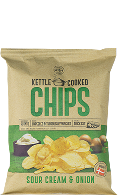Kettle Cooked Chips Sour Cream &amp; Onion groen 150gr