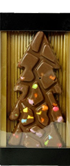 Kerstboomvorm melkchocolade met smarties