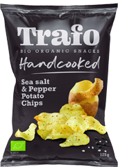 Bio-organic handcooked chips salt bl.pepper zwart 125gr