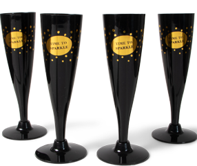 SENZA Champagne Glazen Zwart/Goud /4